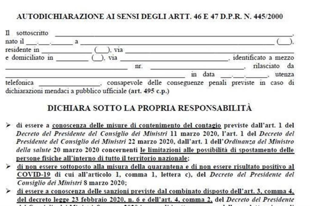 Scarica il nuovo modello per le autodichiarazioni