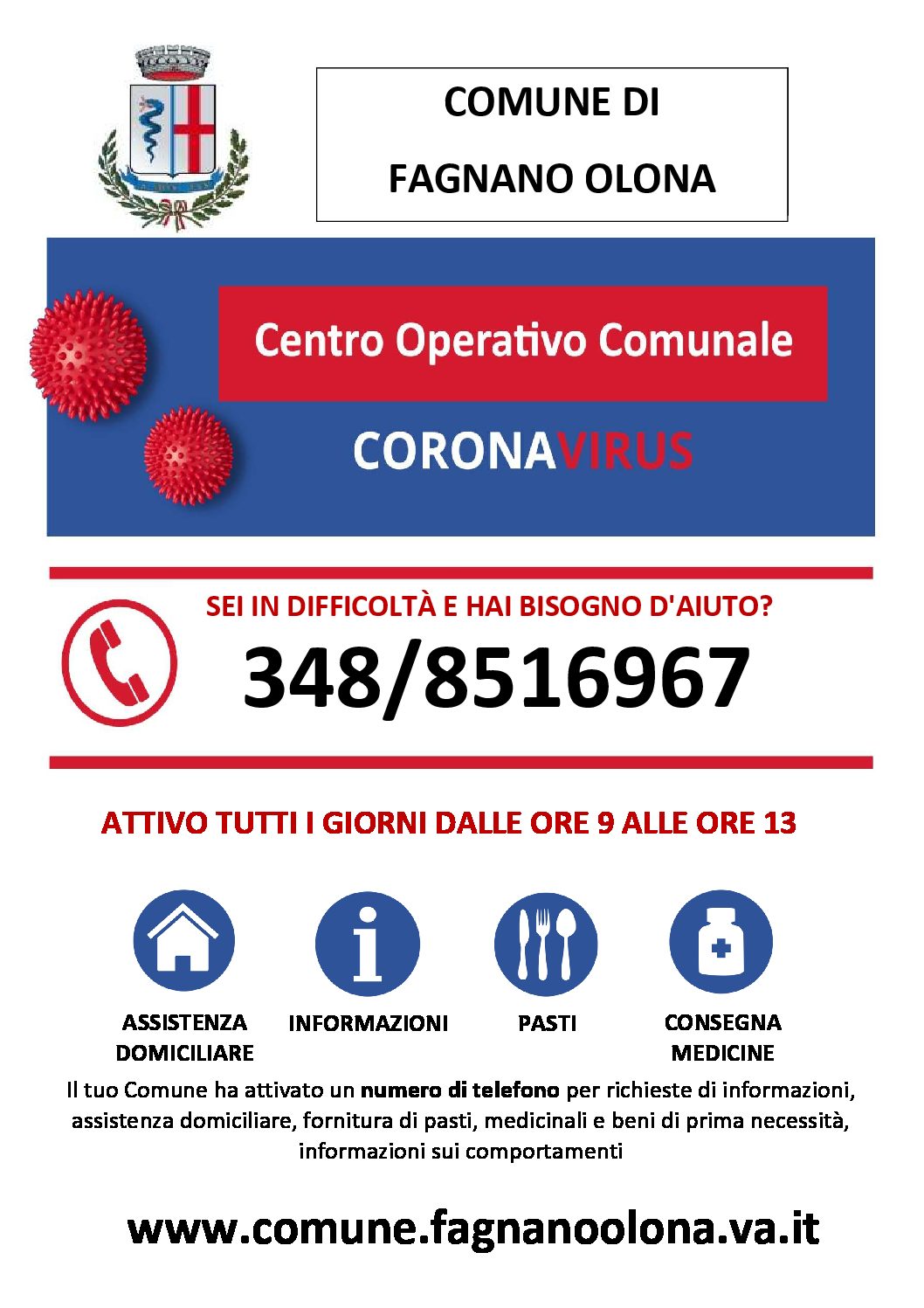 Attivo il numero del Centro operativo comunale