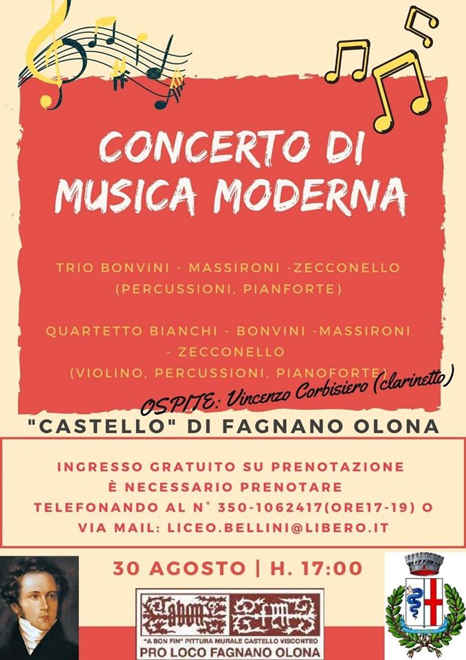 Concerto di musica moderna il 30 agosto