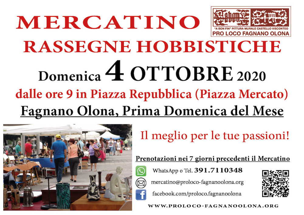 Mercatino degli hobbisti domenica 4 ottobre