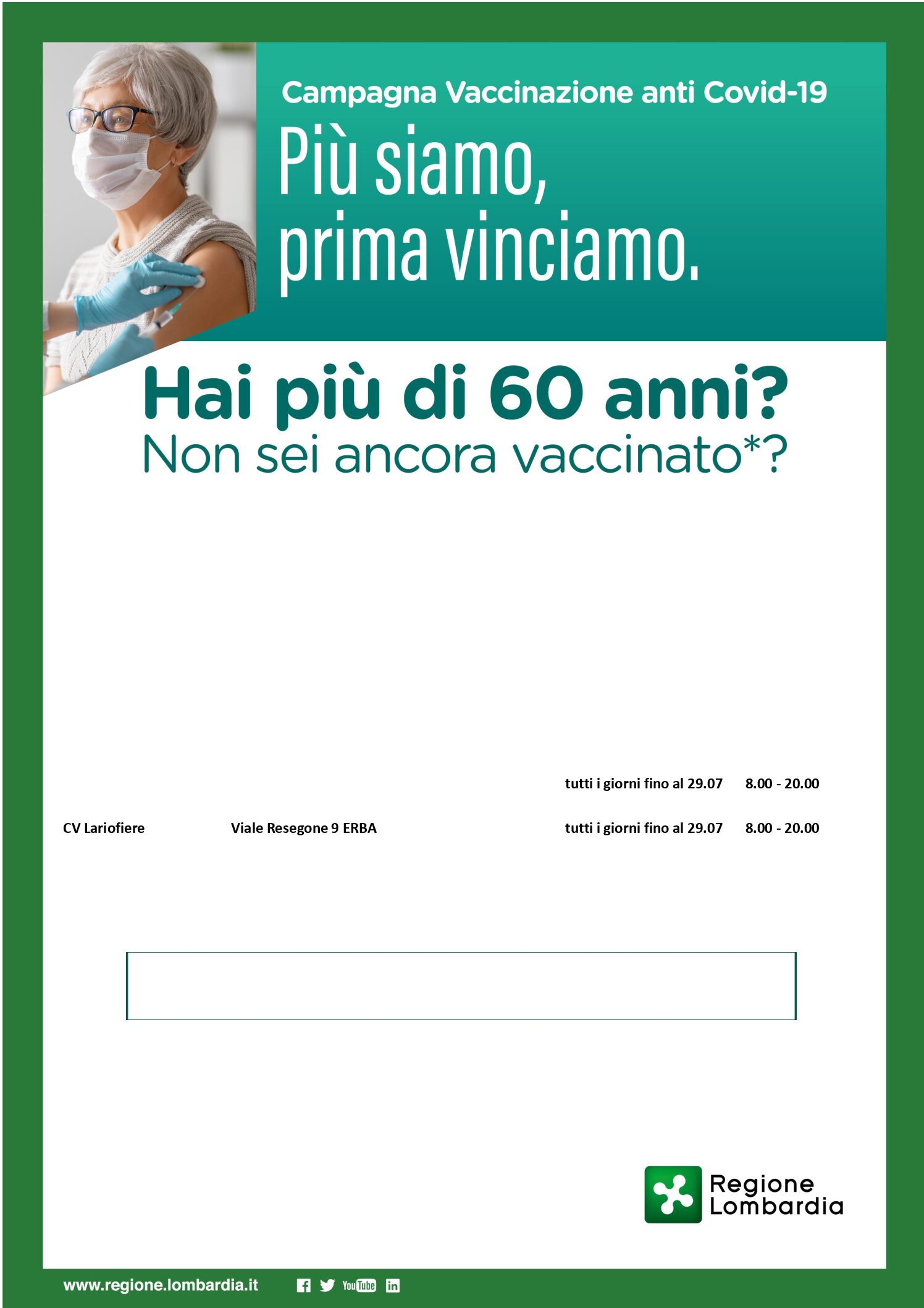 Progetto per l’aumento dell’adesione alla campagna vaccinale anticovid per i cittadini di età maggiore di 60 anni